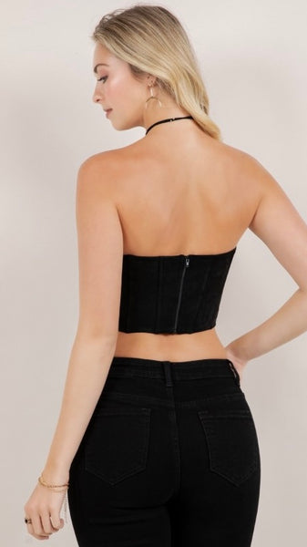 Crop top negro corset