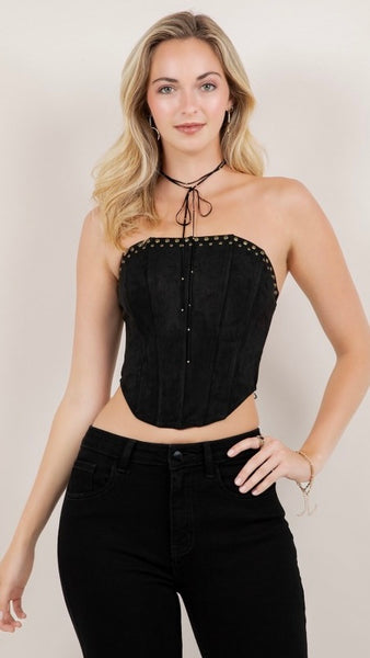Crop top negro corset