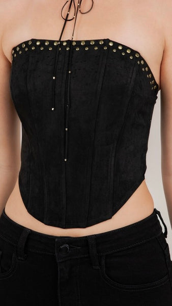 Crop top negro corset