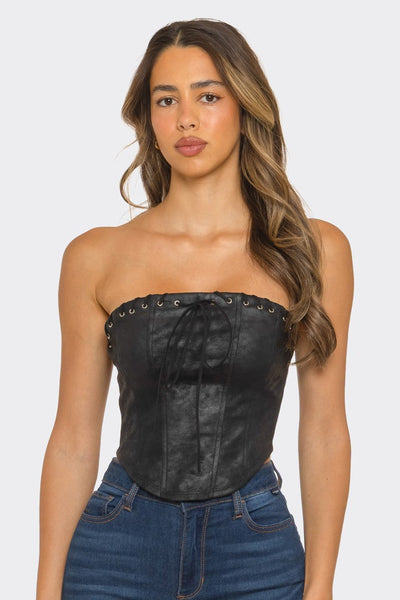 Blusa negra corset