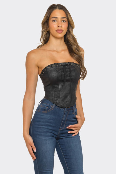 Blusa negra corset