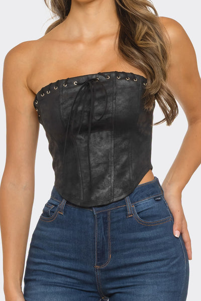 Blusa negra corset