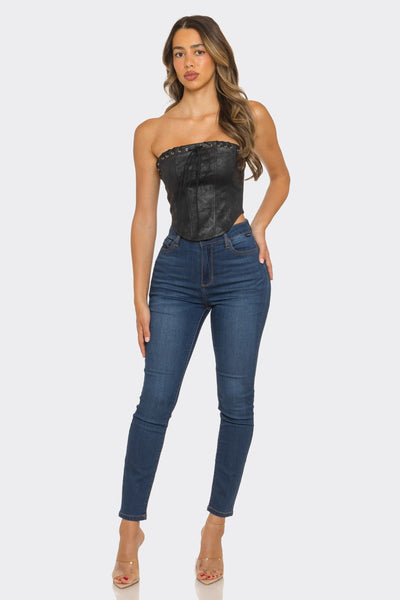 Blusa negra corset