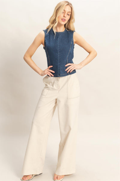 Blusa mezclilla obscura