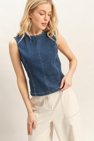 Blusa mezclilla obscura