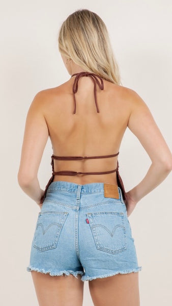 Blusa café abierta