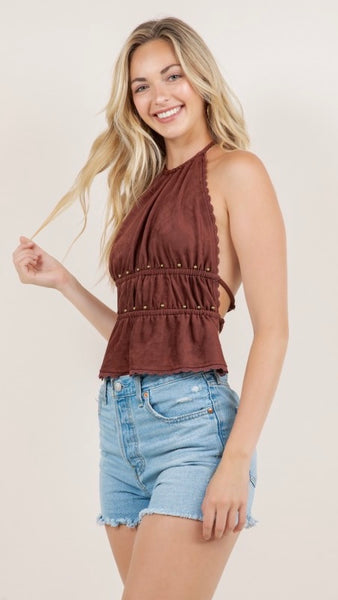 Blusa café abierta