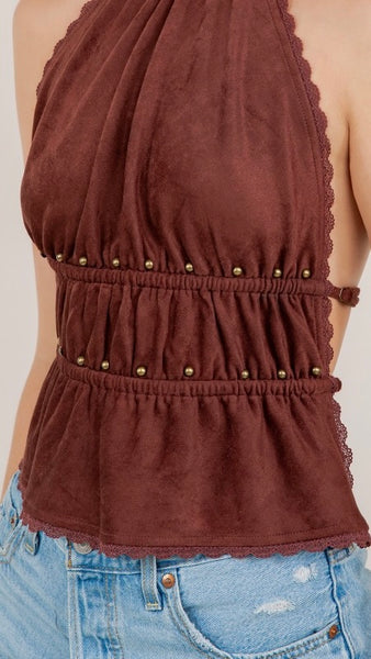 Blusa café abierta
