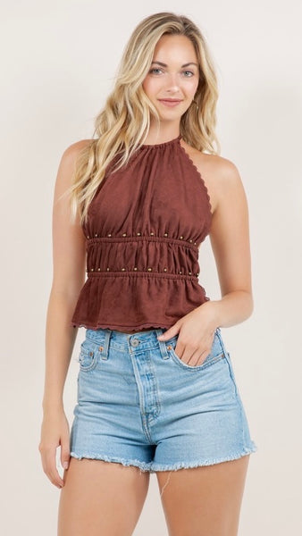 Blusa café abierta