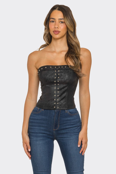 Blusa negra corset remache