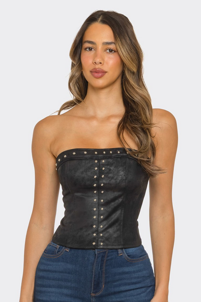 Blusa negra corset remache