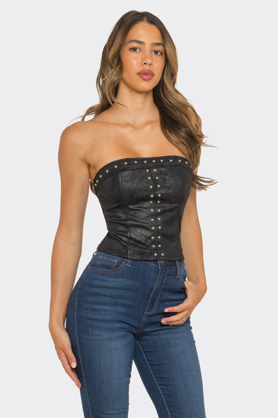 Blusa negra corset remache