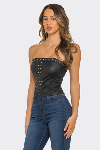 Blusa negra corset remache