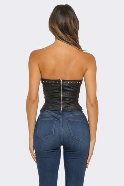 Blusa negra corset remache