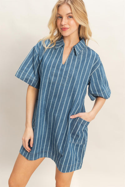 Vestido mezclilla rayas