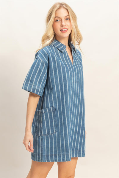 Vestido mezclilla rayas