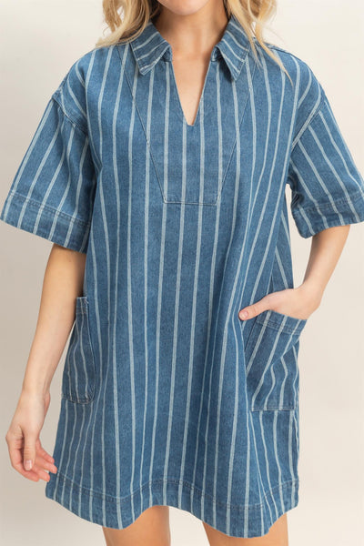 Vestido mezclilla rayas