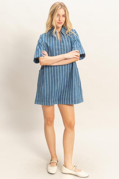 Vestido mezclilla rayas