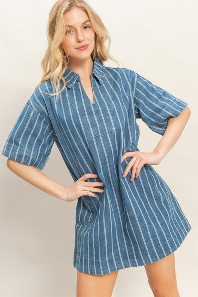 Vestido mezclilla rayas