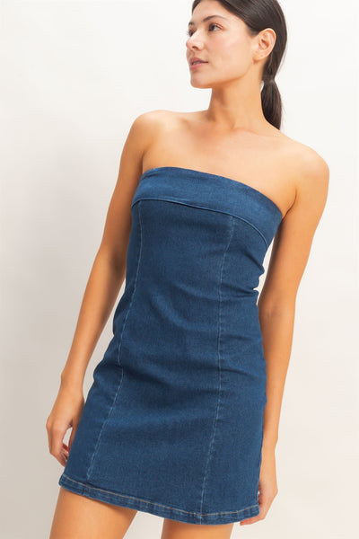 Vestido mezclilla strapless