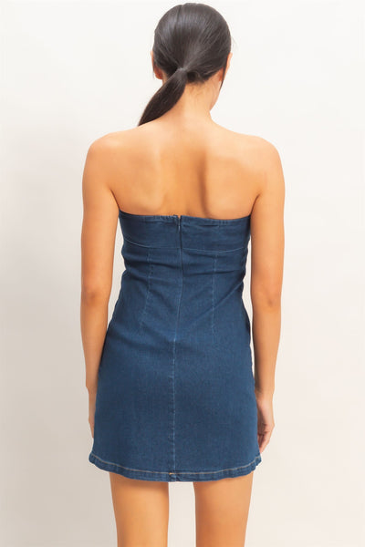 Vestido mezclilla strapless