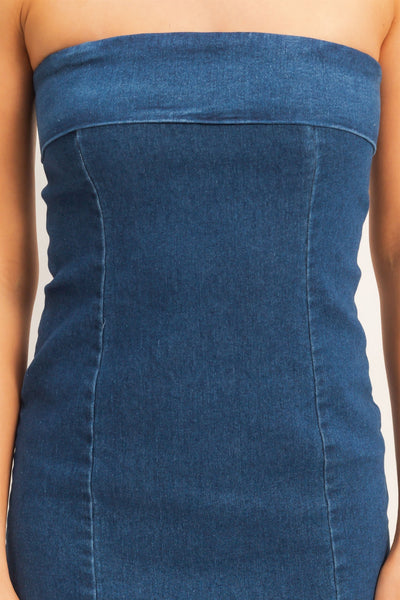 Vestido mezclilla strapless
