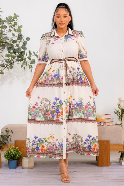 Vestido flores a media pierna