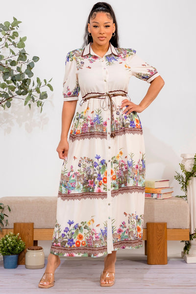 Vestido flores a media pierna