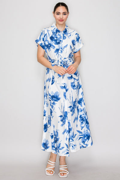 Vestido azul a media pierna