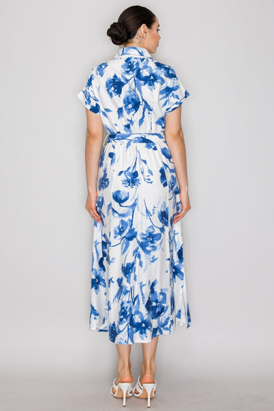 Vestido azul a media pierna