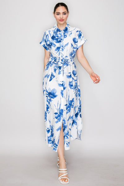 Vestido azul a media pierna