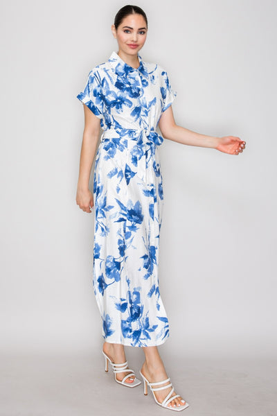 Vestido azul a media pierna