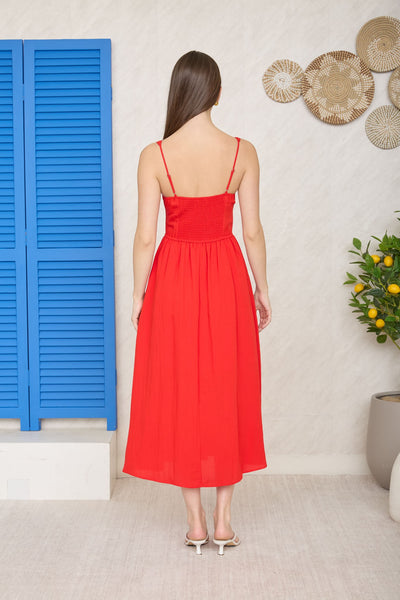 Vestido rojo a media pierna