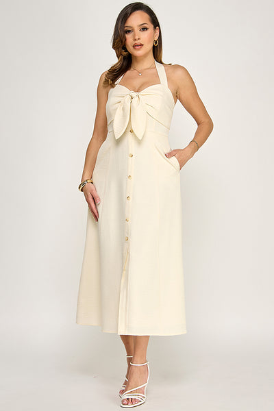 Vestido beige a media pierna