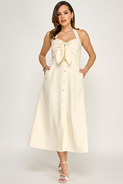 Vestido beige a media pierna