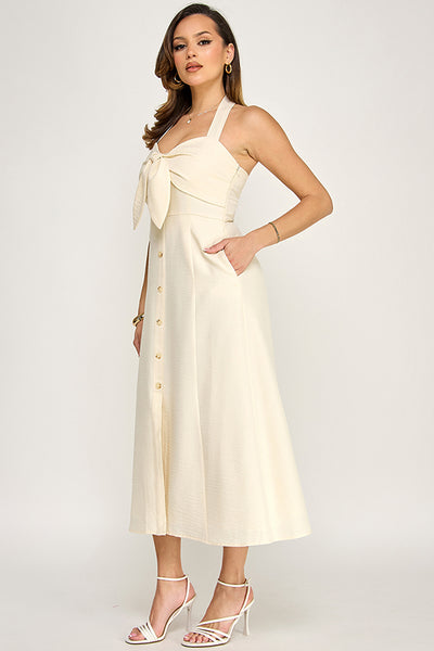 Vestido beige a media pierna