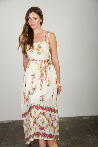 Vestido flores a media pierna