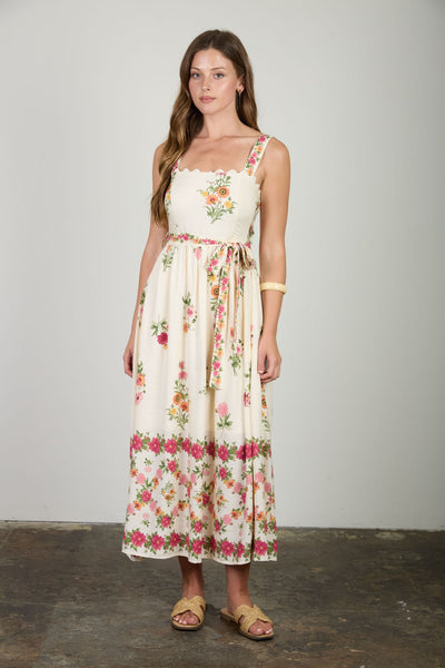 Vestido flores a media pierna