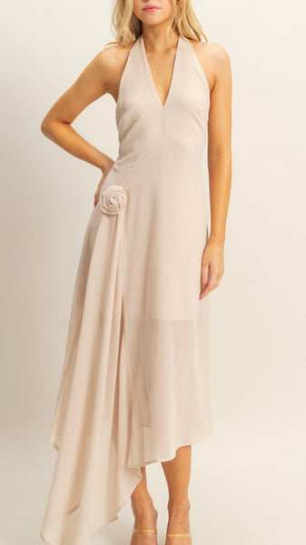 Vestido beige a media pierna