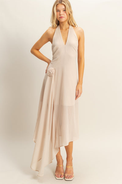 Vestido beige a media pierna