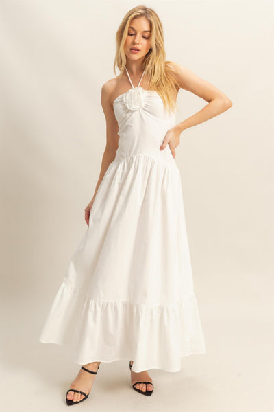 Vestido blanco flor largo