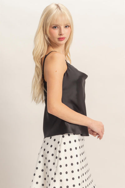 Blusa negra satín