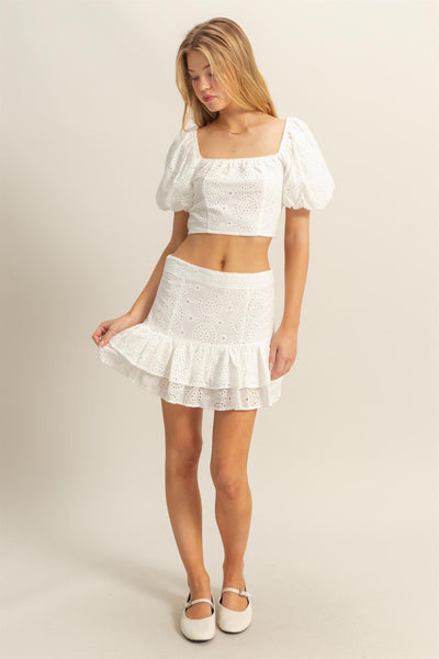 Conjunto blanco tela bordada