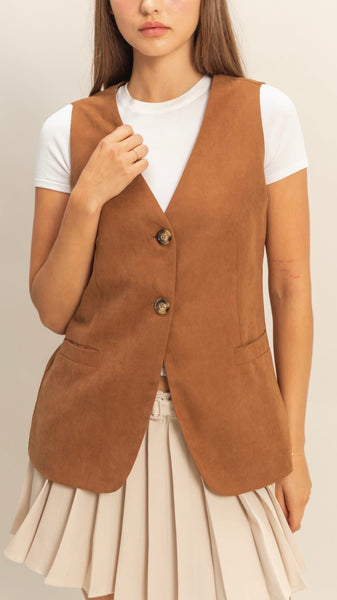 Chaleco café largo