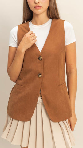 Chaleco café largo