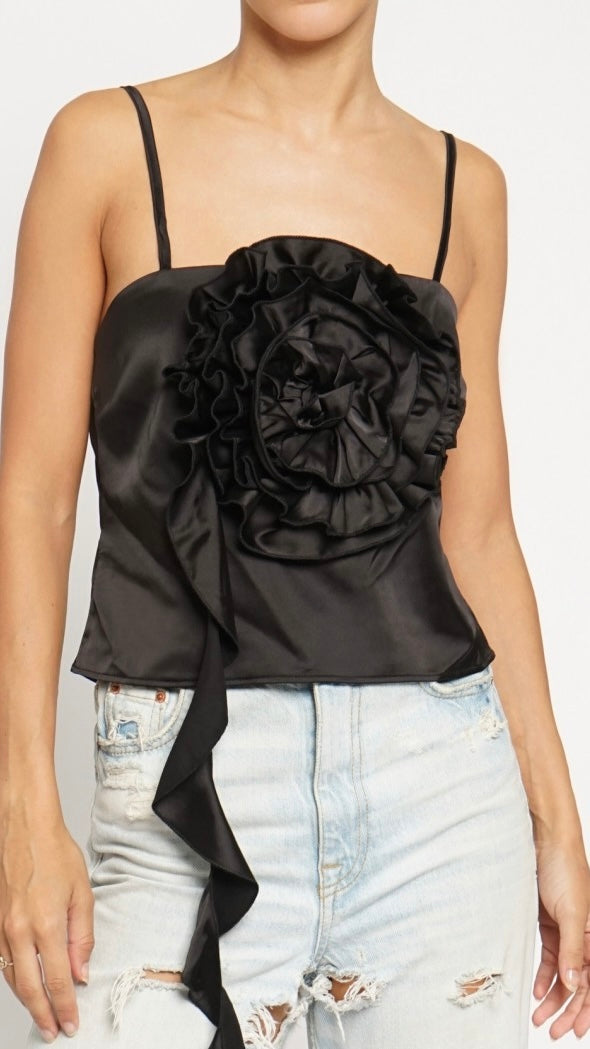 Crop top negro flor