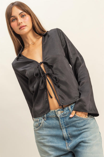 Blusa negra abierta