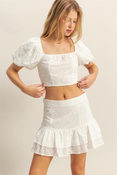 Conjunto blanco tela bordada
