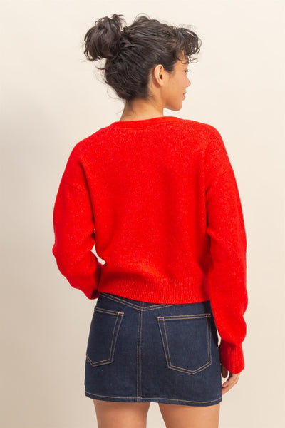 Suéter rojo cardigan