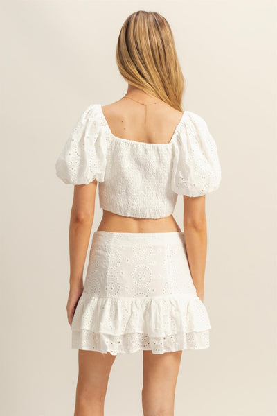 Conjunto blanco tela bordada